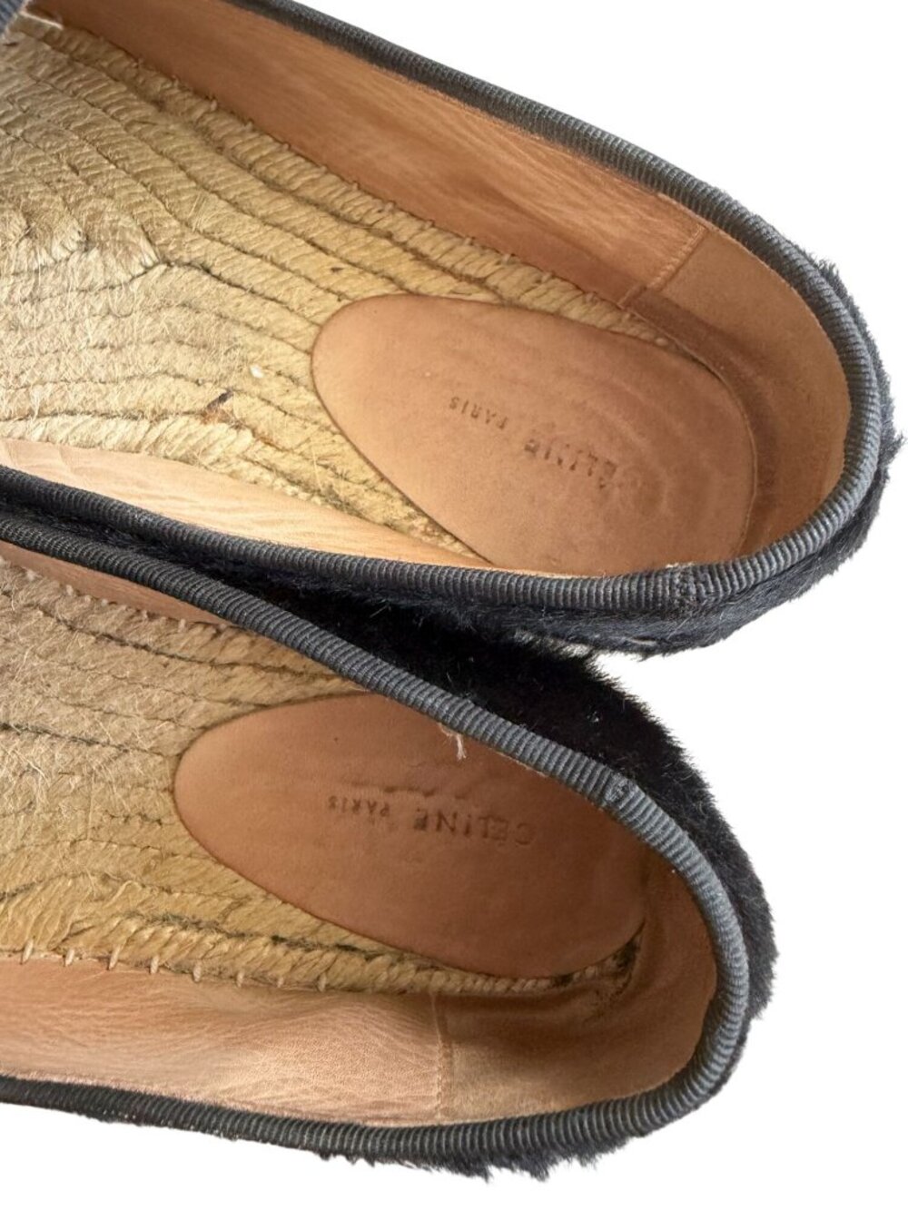 CELINE Black Calf Hair Espadrilles Flats Size 37 / US 7 - Picture 3 of 11